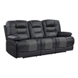 Pemberly Row Faux Leather Double Reclining Sofa with USB in 2-Tone Gray
