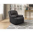 Pemberly Row Faux Leather Manual Recliner with Pillowtop Arms in Dark Brown