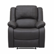 Pemberly Row Faux Leather Manual Recliner with Pillowtop Arms in Dark Brown