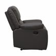 Pemberly Row Faux Leather Manual Recliner with Pillowtop Arms in Dark Brown