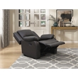 Pemberly Row Faux Leather Manual Recliner with Pillowtop Arms in Dark Brown