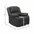 Pemberly Row Faux Leather Manual Recliner with Pillowtop Arms in Dark Brown