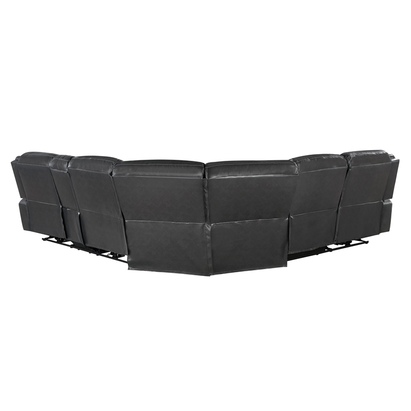 Pemberly Row 3-Piece Faux Leather Power Reclining Sectional in Dark Gray