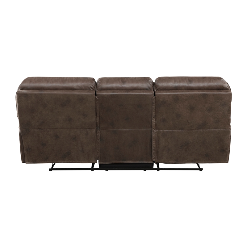 Pemberly Row Polished Microfiber 2-Piece Push-Back Reclining Sofa Set in Brown