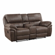 Pemberly Row Polished Microfiber 2-Piece Push-Back Reclining Sofa Set in Brown
