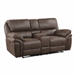 Pemberly Row Microfiber 2-Piece Power Reclining Sofa Set with USB in Brown