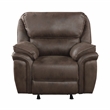 Pemberly Row Polished Microfiber Manual Rocker Reclining Chair in Brown