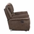 Pemberly Row Polished Microfiber Manual Rocker Reclining Chair in Brown
