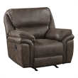 Pemberly Row Polished Microfiber Manual Rocker Reclining Chair in Brown