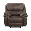 Pemberly Row Polished Microfiber Power Reclining Chair with USB Port in Brown