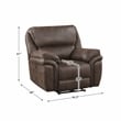 Pemberly Row Polished Microfiber Power Reclining Chair with USB Port in Brown