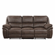 Pemberly Row Polished Microfiber Manual Double Reclining Sofa 300 lbs in Brown