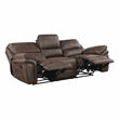 Pemberly Row Polished Microfiber Manual Double Reclining Sofa 300 lbs in Brown