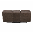 Pemberly Row Polished Microfiber Manual Double Reclining Sofa 300 lbs in Brown