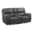 Pemberly Row Microfiber Power Double Reclining Love Seat with USB in Gray