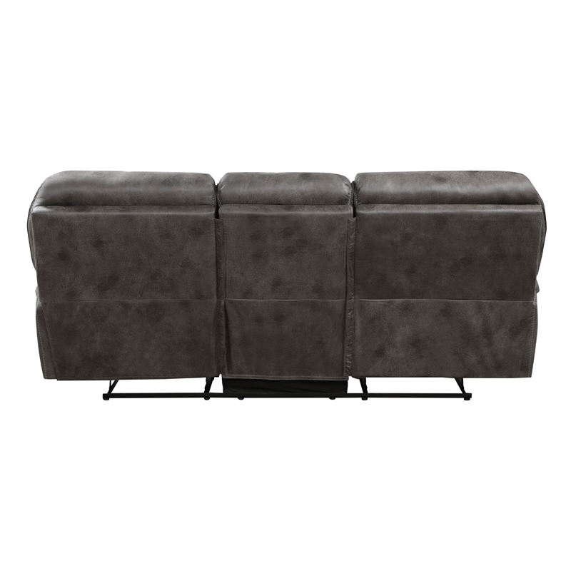Pemberly Row Polished Microfiber 2-Piece Push-Back Reclining Sofa Set in Gray