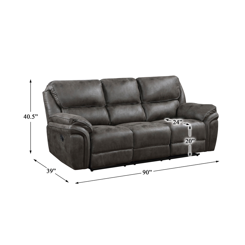 Pemberly Row Polished Microfiber 2-Piece Push-Back Reclining Sofa Set in Gray
