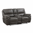 Pemberly Row Polished Microfiber 2-Piece Push-Back Reclining Sofa Set in Gray