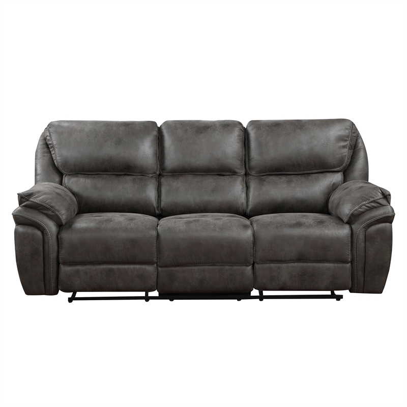 Pemberly Row Polished Microfiber 2-Piece Push-Back Reclining Sofa Set in Gray