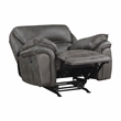 Pemberly Row Polished Microfiber Manual Rocker Reclining Chair in Gray