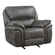 Pemberly Row Polished Microfiber Manual Rocker Reclining Chair in Gray