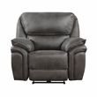 Pemberly Row Polished Microfiber Power Reclining Chair with USB Port in Gray
