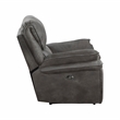 Pemberly Row Polished Microfiber Power Reclining Chair with USB Port in Gray
