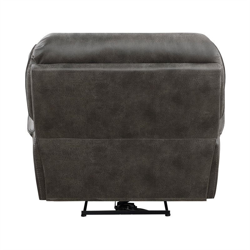 Pemberly Row Polished Microfiber Power Reclining Chair with USB Port in Gray