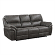 Pemberly Row Polished Microfiber Manual Double Reclining Sofa 300 lbs in Gray