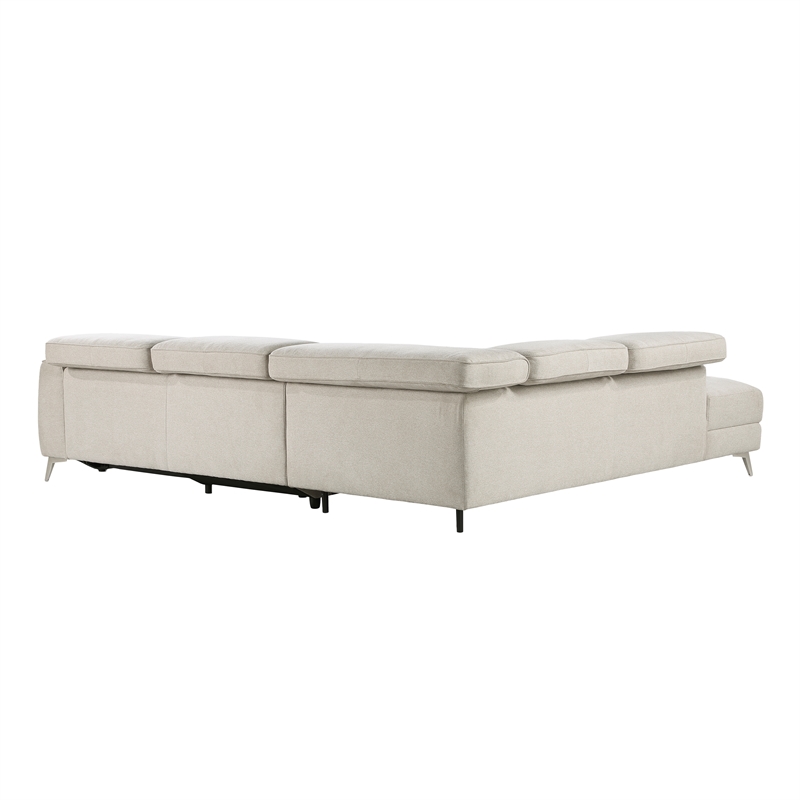 Pemberly Row Fabric 2-Piece Power Reclining Sectional with Chaise in Beige