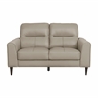Pemberly Row 2-Piece Top Grain Leather Match Sofa Set with Wood Legs in Latte