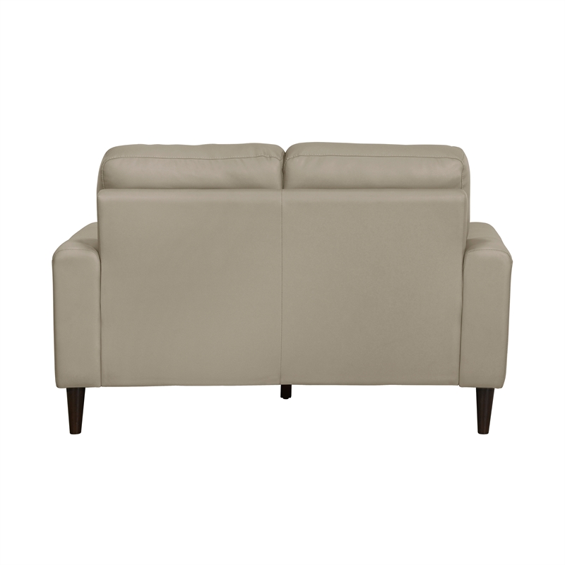 Pemberly Row 2-Piece Top Grain Leather Match Sofa Set with Wood Legs in Latte