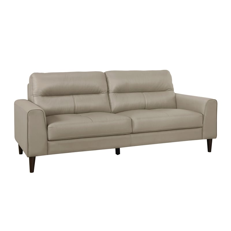 Pemberly Row 2-Piece Top Grain Leather Match Sofa Set with Wood Legs in Latte