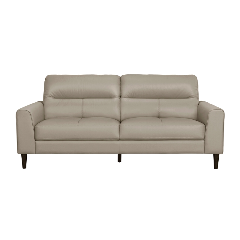 Pemberly Row 2-Piece Top Grain Leather Match Sofa Set with Wood Legs in Latte
