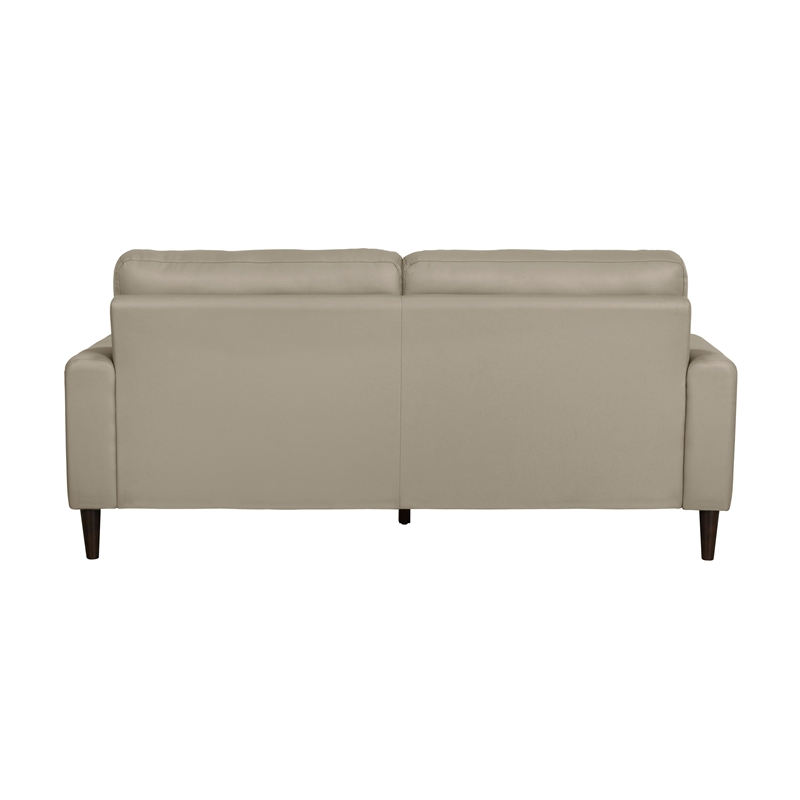 Pemberly Row 2-Piece Top Grain Leather Match Sofa Set with Wood Legs in Latte