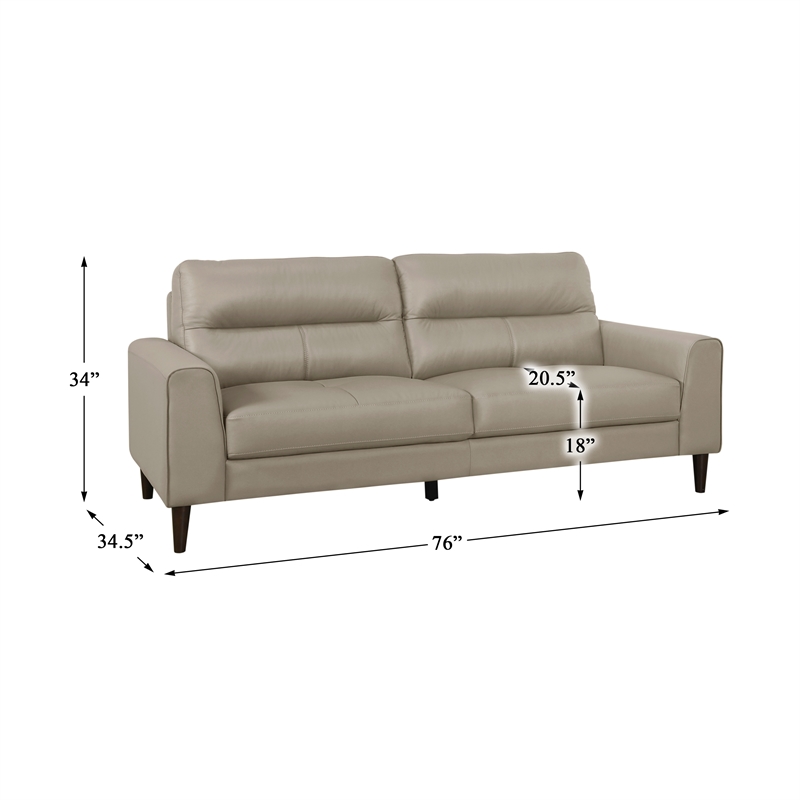 Pemberly Row 2-Piece Top Grain Leather Match Sofa Set with Wood Legs in Latte