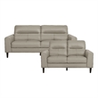 Pemberly Row 2-Piece Top Grain Leather Match Sofa Set with Wood Legs in Latte