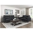 Pemberly Row Top Grain Leather Match Loveseat with Wood Legs in Black