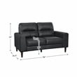 Pemberly Row Top Grain Leather Match Loveseat with Wood Legs in Black