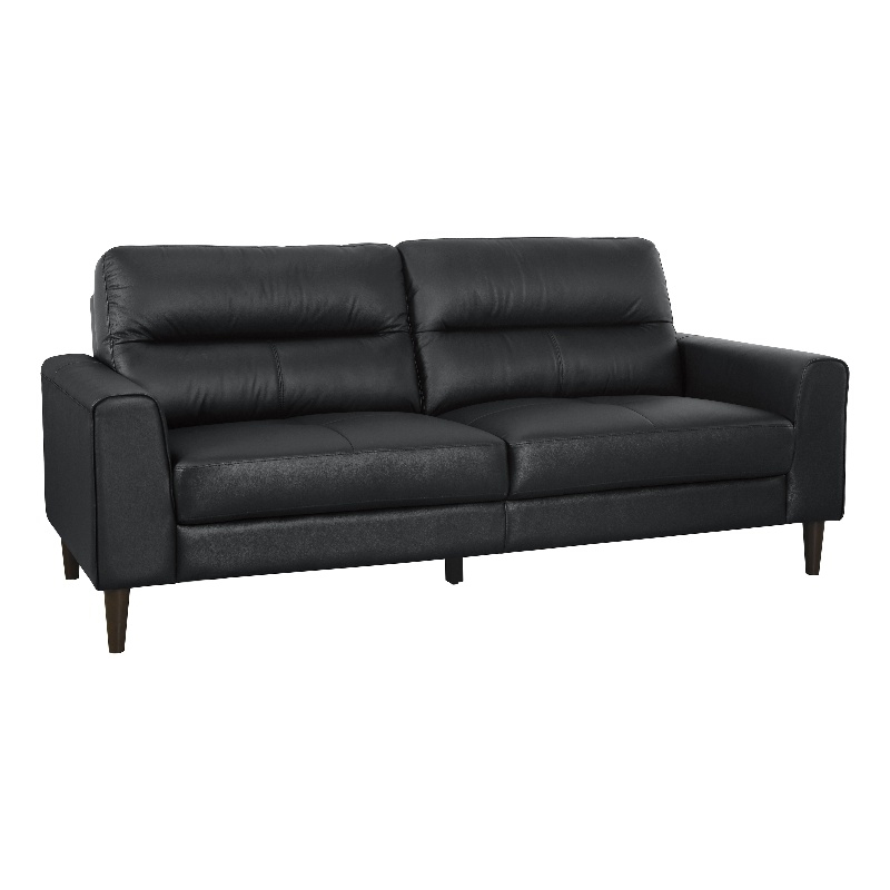Pemberly Row Top Grain Leather Match Sofa with Wood Legs in Black