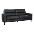 Pemberly Row Top Grain Leather Match Sofa with Wood Legs in Black