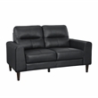 Pemberly Row 2-Piece Top Grain Leather Match Sofa Set with Wood Legs in Black