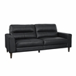 Pemberly Row 2-Piece Top Grain Leather Match Sofa Set with Wood Legs in Black