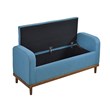 Pemberly Row Fabric Lift Top Storage Bench with Walnut Frame in Blue