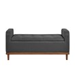 Pemberly Row Fabric Lift Top Storage Bench with Walnut Frame in Dark Gray