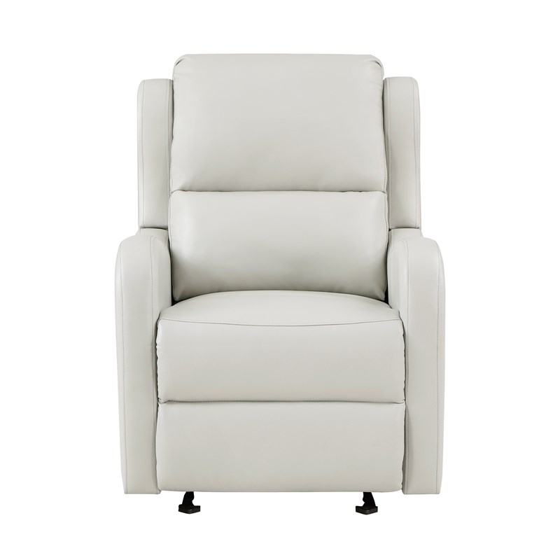 Pemberly Row Faux Leather Glider Manual Recliner 300 lbs Capacity in Taupe