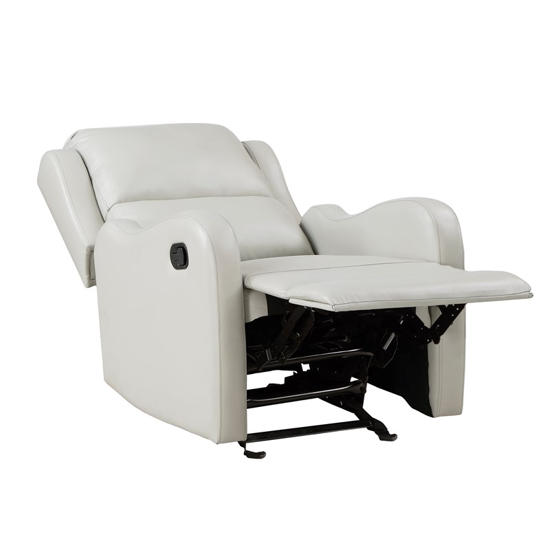 Pemberly Row Faux Leather Glider Manual Recliner 300 lbs Capacity in Taupe