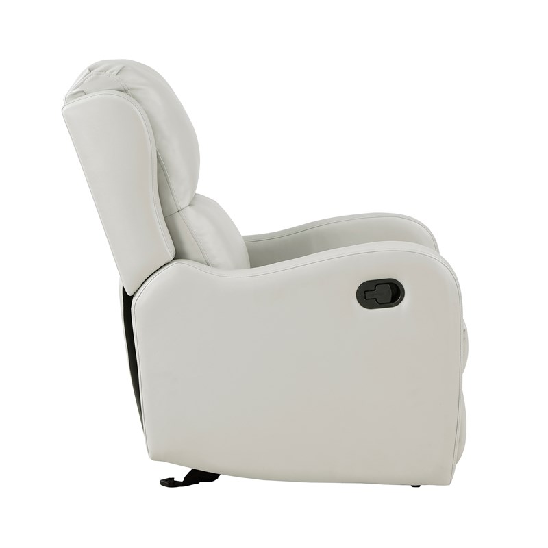 Pemberly Row Faux Leather Glider Manual Recliner 300 lbs Capacity in Taupe