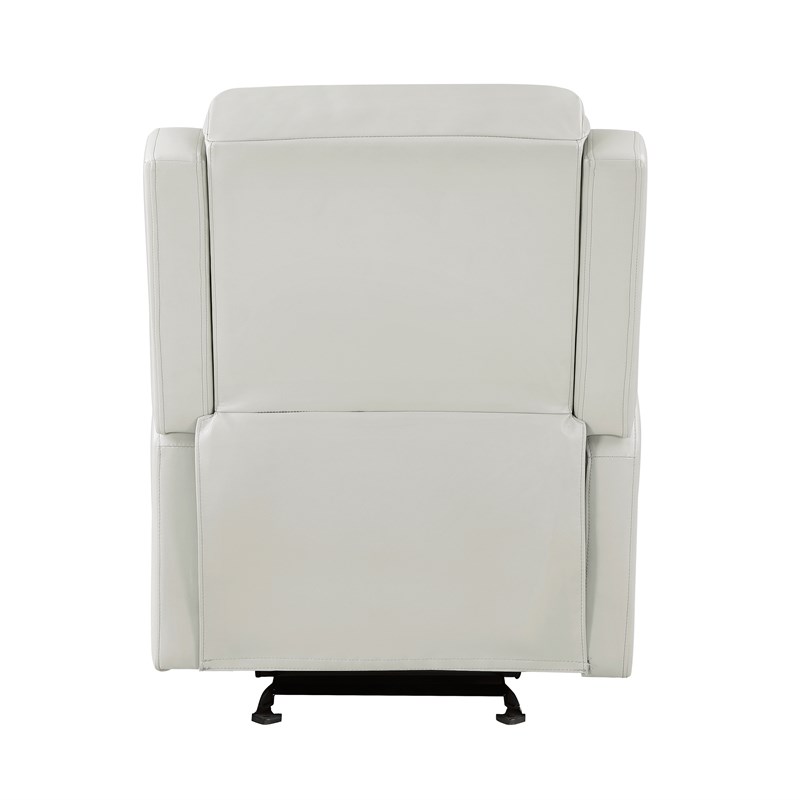 Pemberly Row Faux Leather Glider Manual Recliner 300 lbs Capacity in Taupe