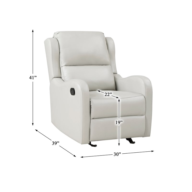 Pemberly Row Faux Leather Glider Manual Recliner 300 lbs Capacity in Taupe
